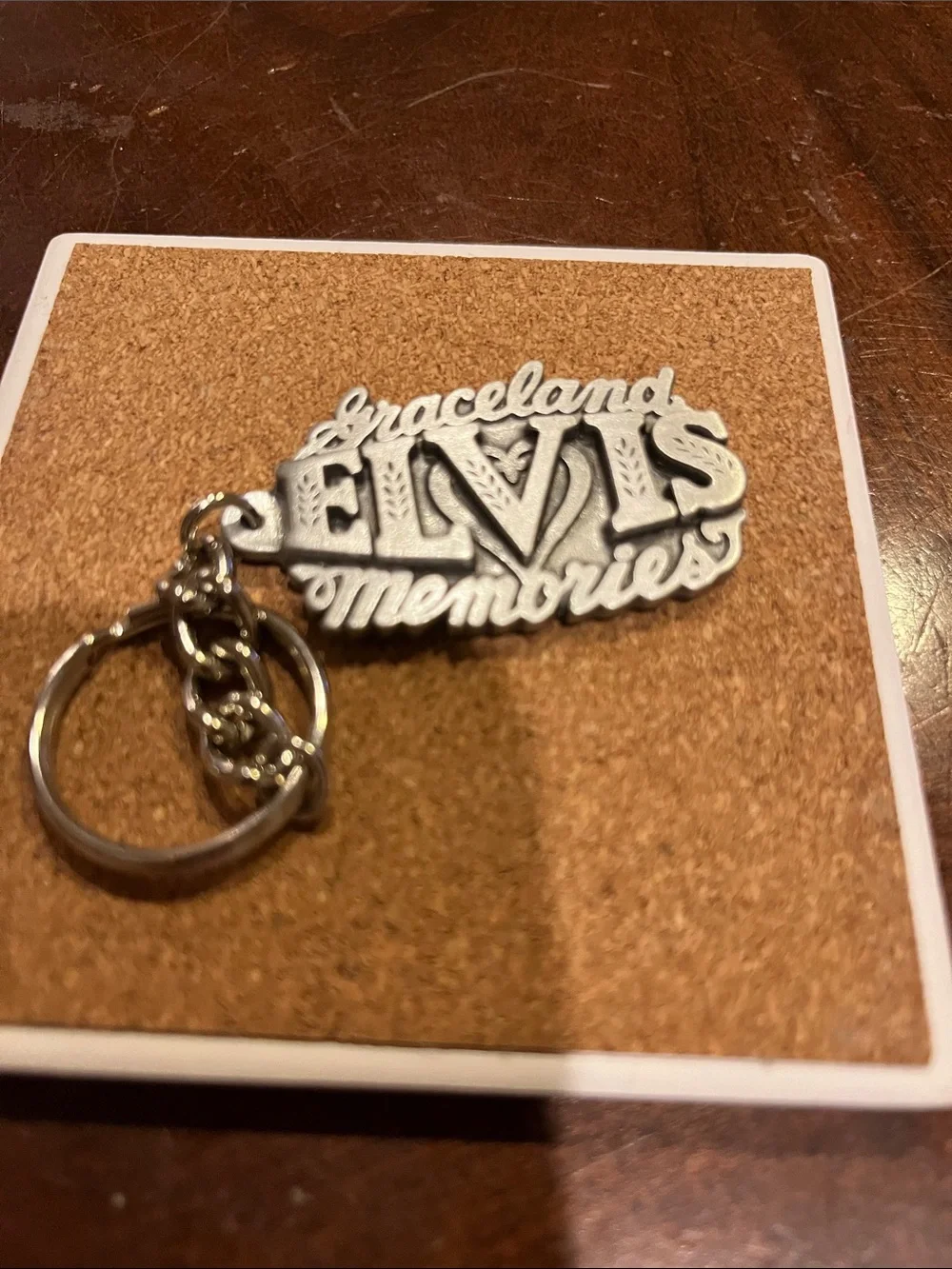 Elvis Graceland Memories Silver Keychain